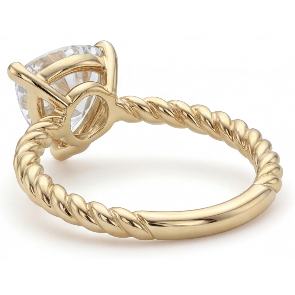Diamant Trillion-Schliff Einzelstein-Ring in 14K Gelbgold – Draufsicht