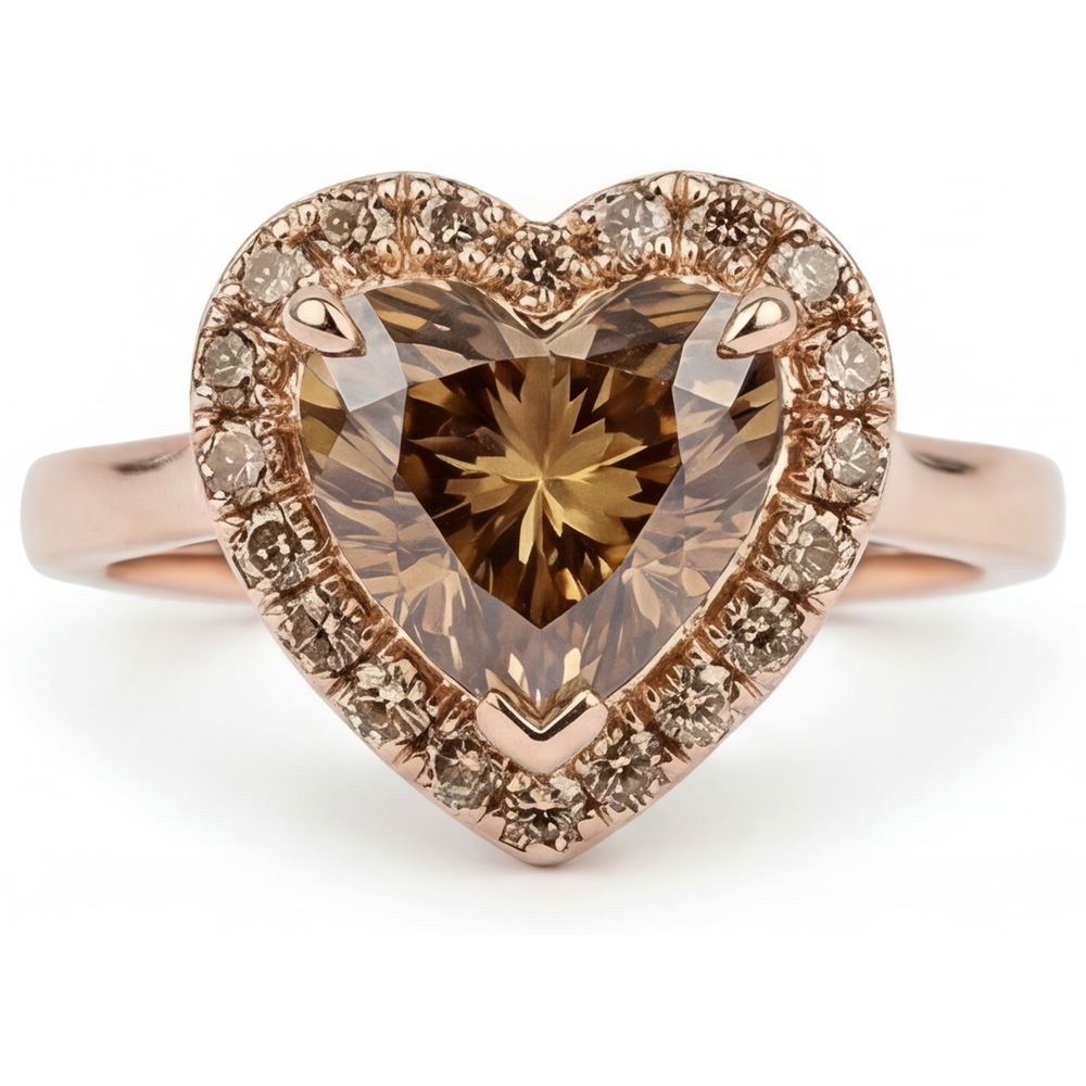 Echter Diamant Halo-Fassung Ring 2,25 Karat 14 Karat Roségold – Hauptansicht