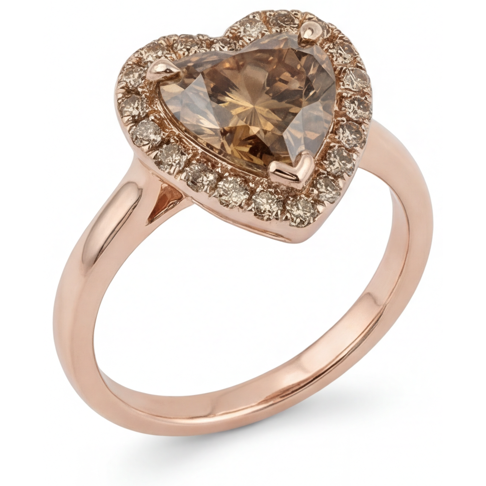 Diamant Herzform Halo-Fassung Ring in 14 Karat Roségold – Frontansicht
