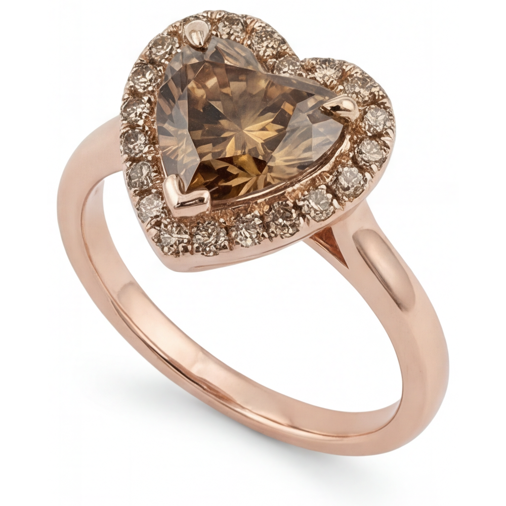 Echter Diamant Halo-Fassung Ring 2,25 Karat 14 Karat Roségold – Seitenansicht