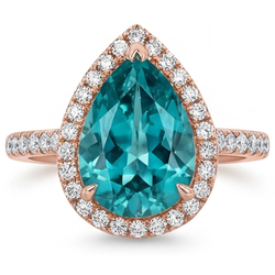 Blauer Diamant Diamant Halo-Fassung Ring 3,5 Karat – 14K Roségold