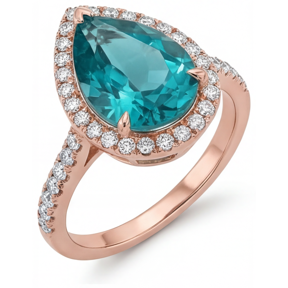Authentischer Diamant Halo-Fassung Ring 3,5 Karat 14K Roségold – Frontansicht