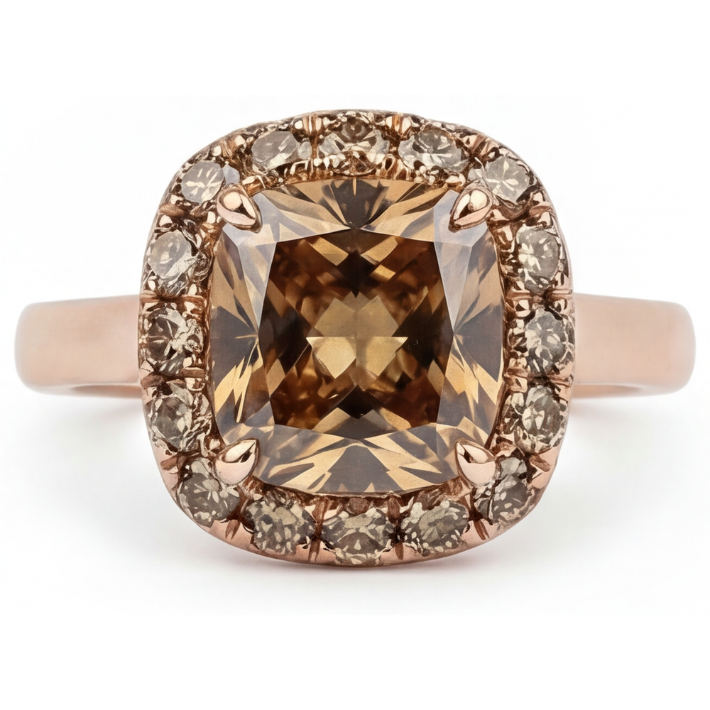 Halo-Ring 14 Karat Roségold mit Diamant – Hauptansicht