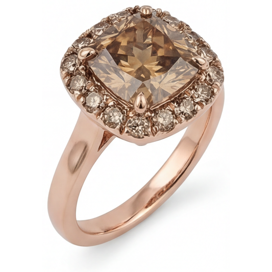 Designer Diamant Halo-Ring 2 Karat – Frontansicht