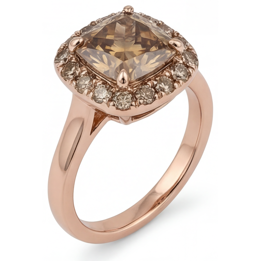 Designer Halo-Ring 2 Karat – Schrägansicht