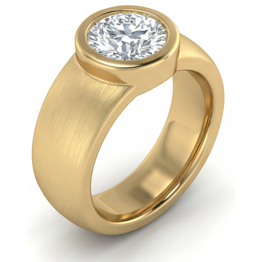 Herren-Ring 14K Gelbgold mit Diamant – Frontansicht