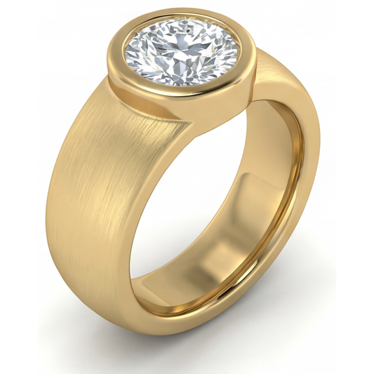 Herren-Ring 14K Gelbgold mit Diamant – Frontansicht