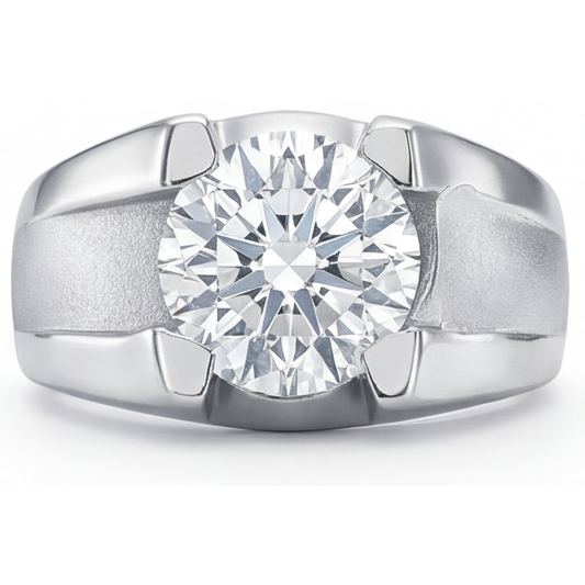 Herren-Ring 14K Weißgold mit Diamant – Frontansicht