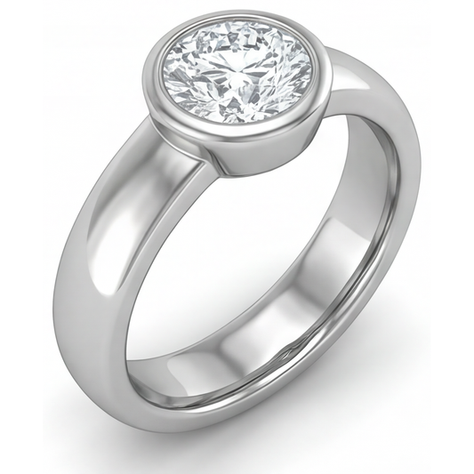 Diamant Rund-Brillant Herrenring in 14K Weißgold – Frontansicht