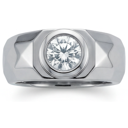 14K Weißgold Diamant Männer-Ring – 1,50-Karat Brillantschliff