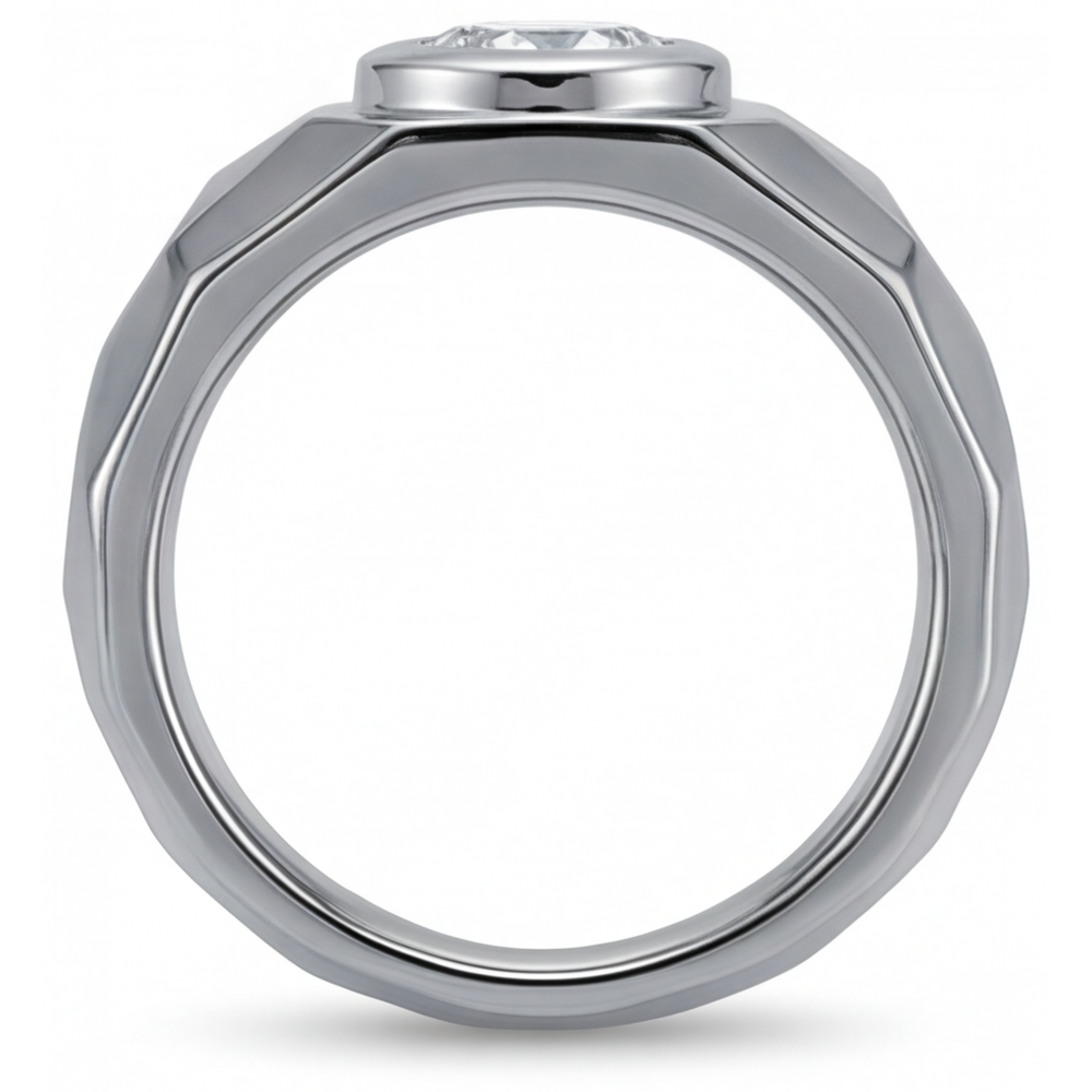 Diamant Männer-Ring 1,50-Karat 14K Weißgold – Schrägansicht