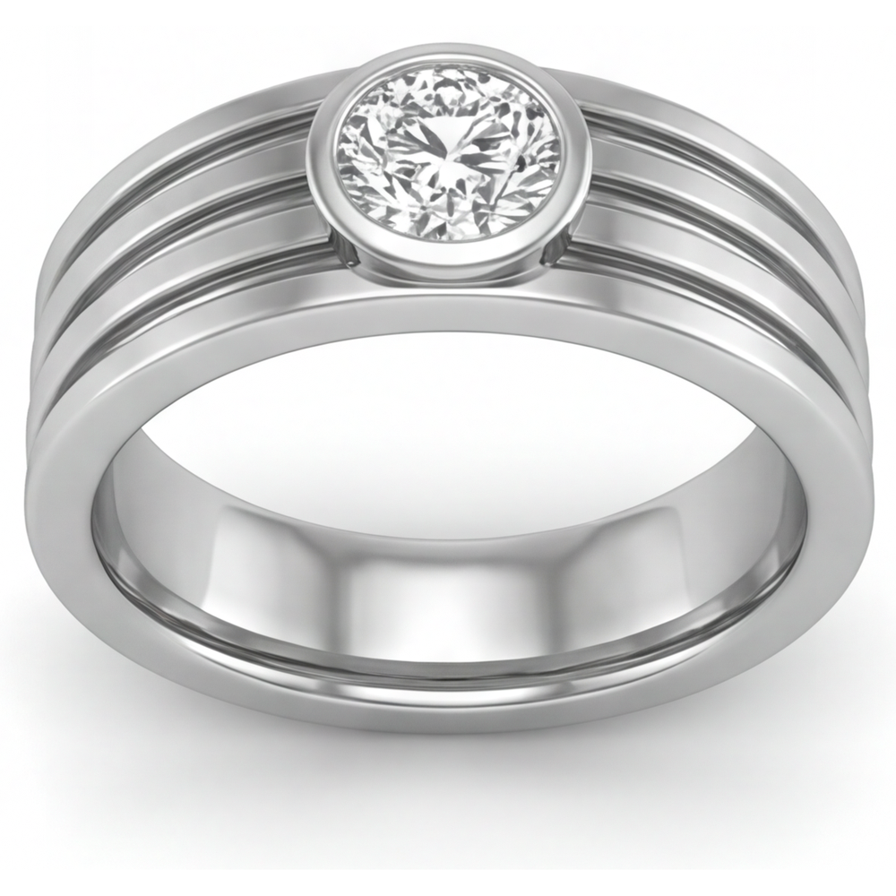 Männer-Ring 14K Weißgold mit Diamant – Frontansicht