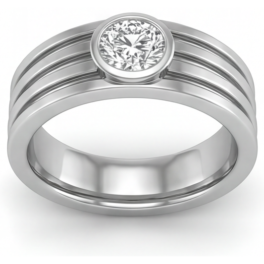 Männer-Ring 14K Weißgold mit Diamant – Frontansicht