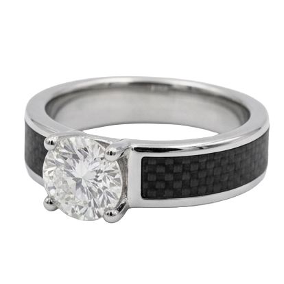 Diamant Brillantschliff Männer-Ring in Zweifarbiges 14K Gold – Frontansicht