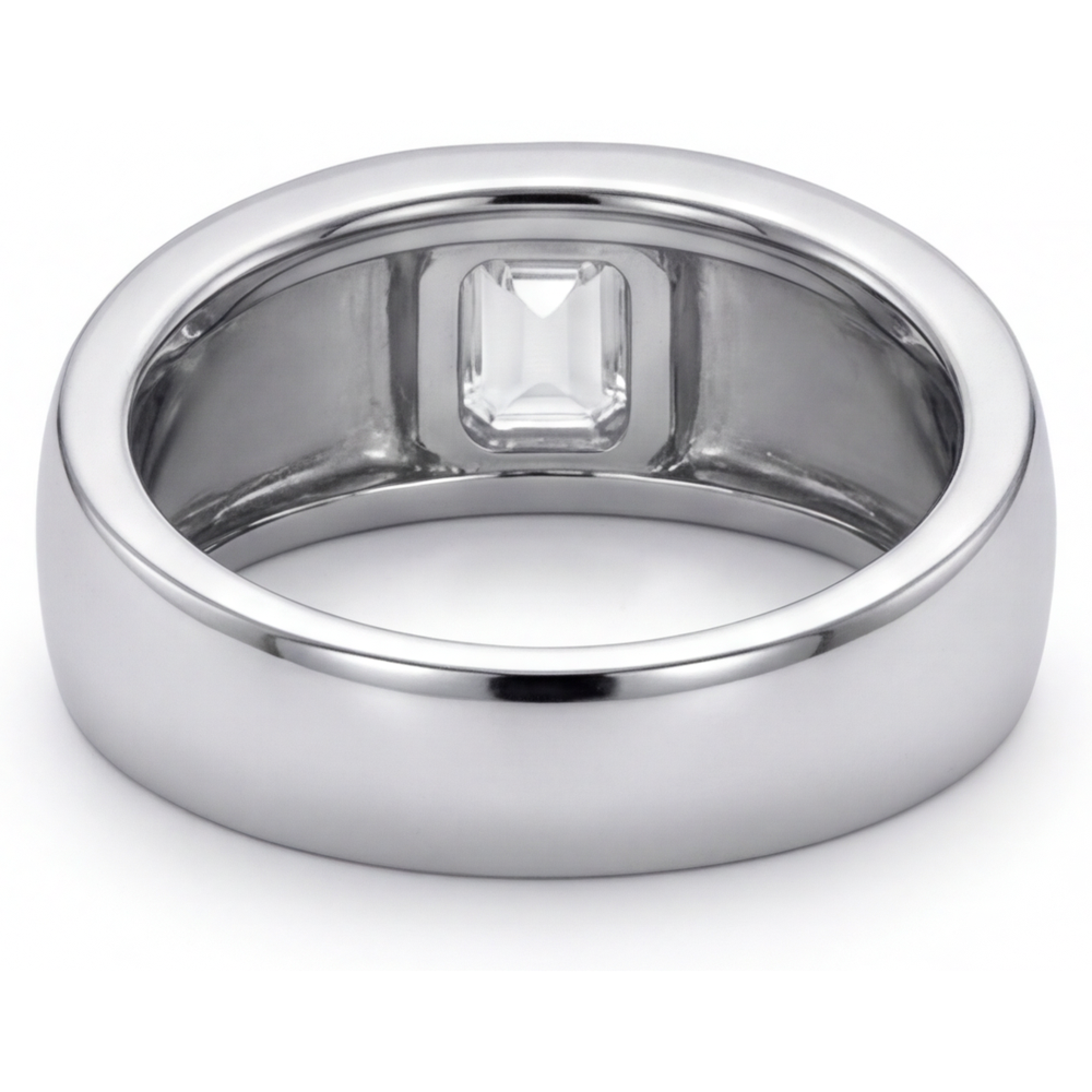 Treppen-Schliff Diamant Ring in 14 Karat Weißgold – Schrägansicht