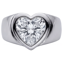 14K Weißgold Heart Diamant Männer-Ring 4 Karat