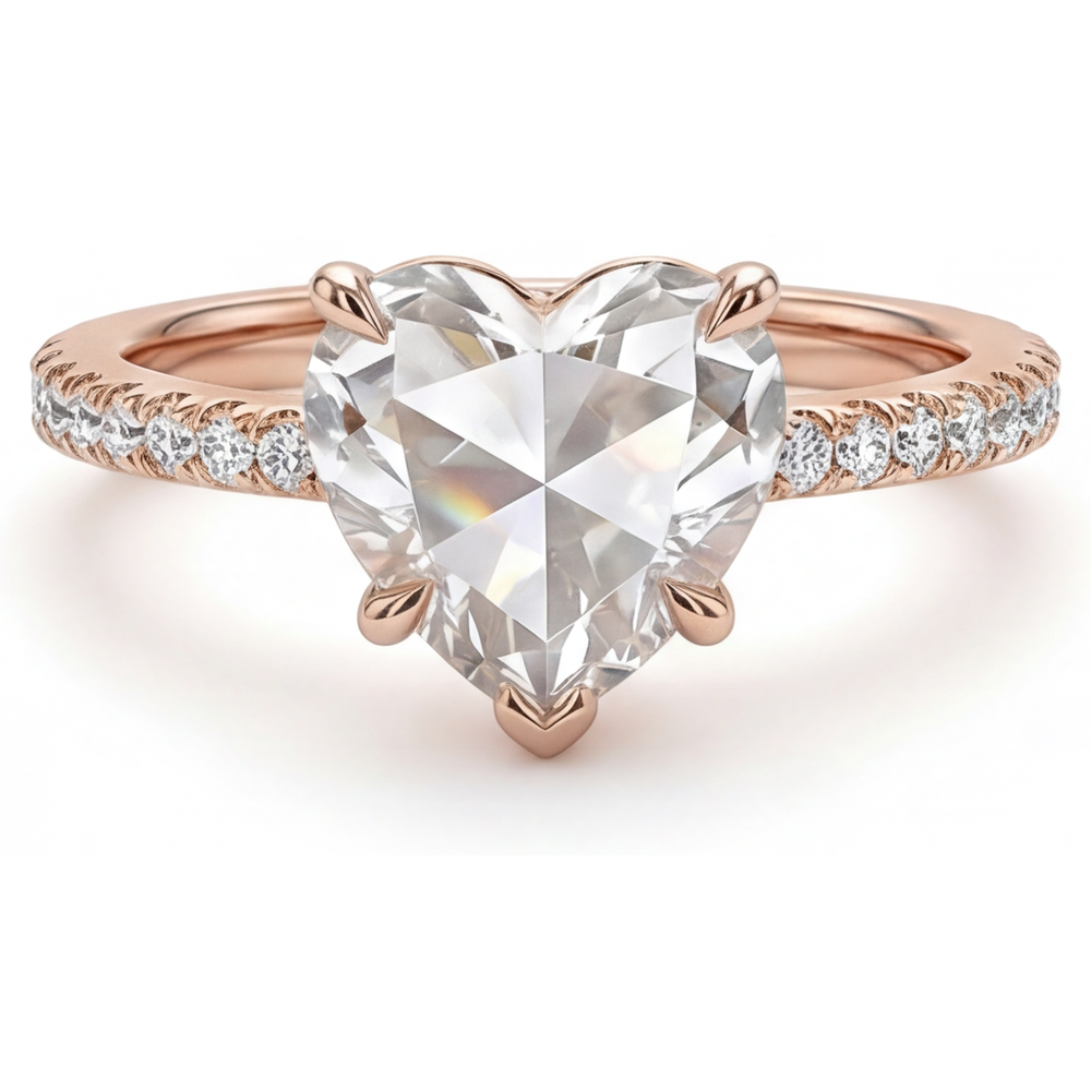 Solitär mit Seitensteinen 14K Roségold mit Diamant – Hauptansicht