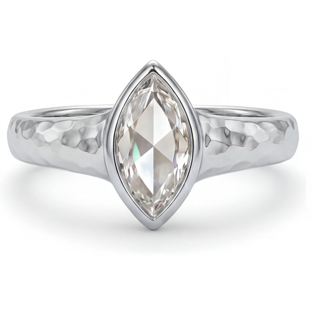 Diamant Marquise-Schliff Solitär-Ring in 14K Weißgold – Frontansicht