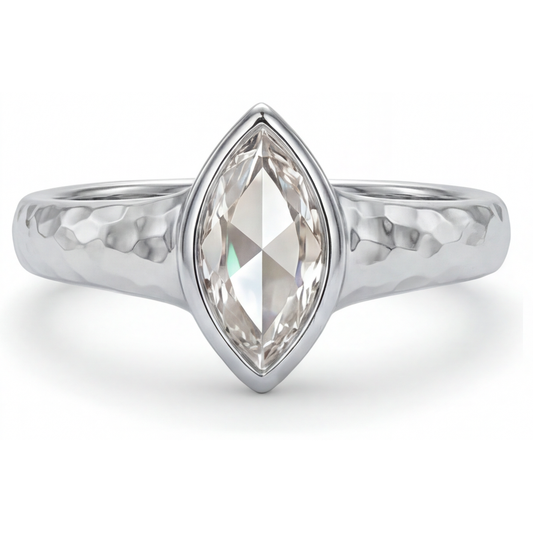 Diamant Marquise-Schliff Solitär-Ring in 14K Weißgold – Frontansicht