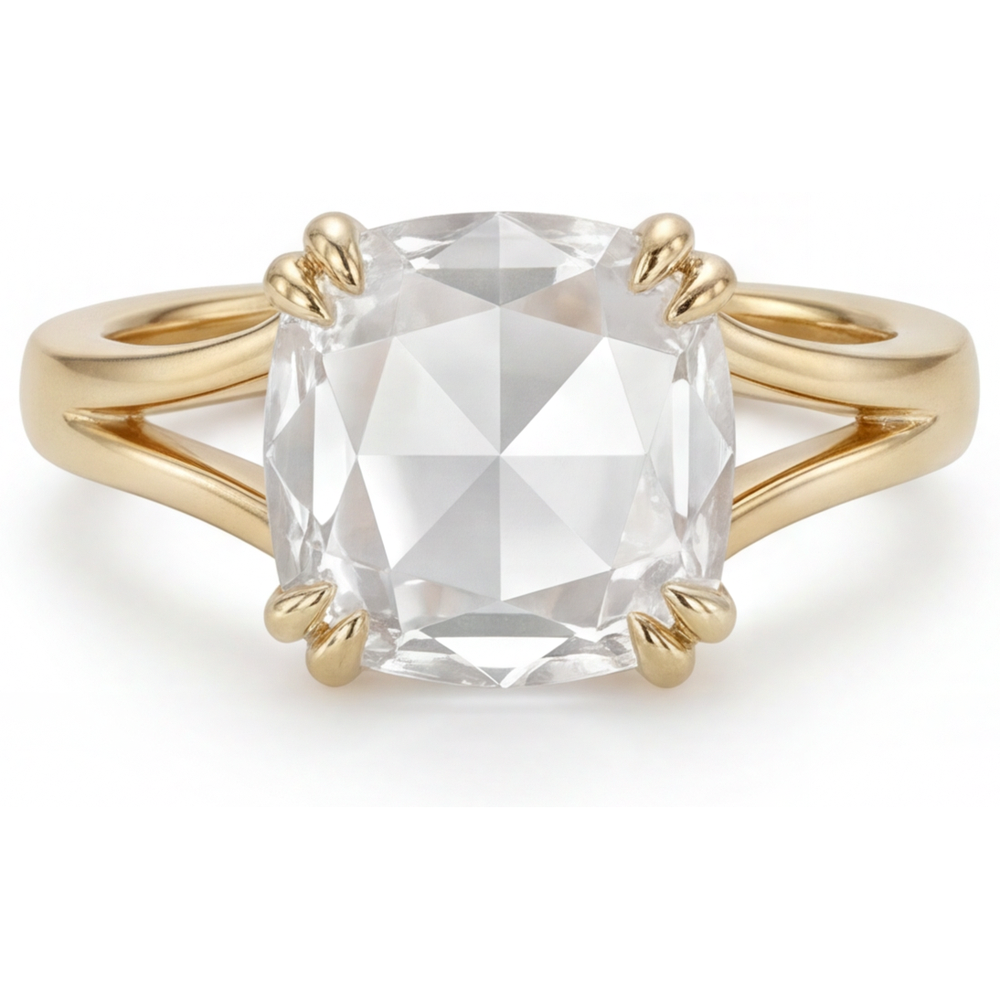 Kissen-Schliff Diamant Ring in 14K Gelbgold – Hauptansicht