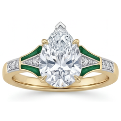 Handgefertigter Diamant Solitär-Ring mit Akzenten 2 Karat