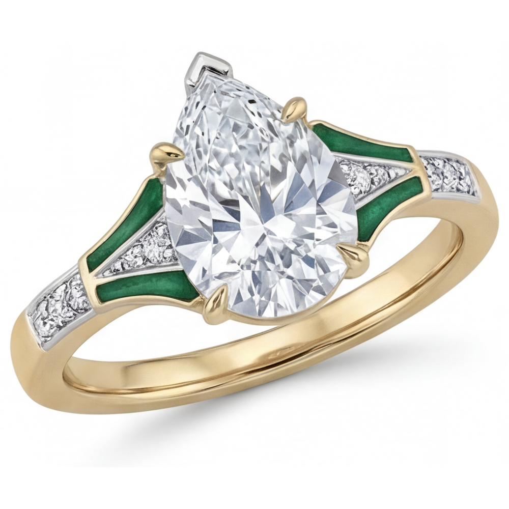 Natürlicher Diamant Solitär-Ring mit Akzenten 2 Karat Zweifarbiges 14K Gold – Seitenansicht