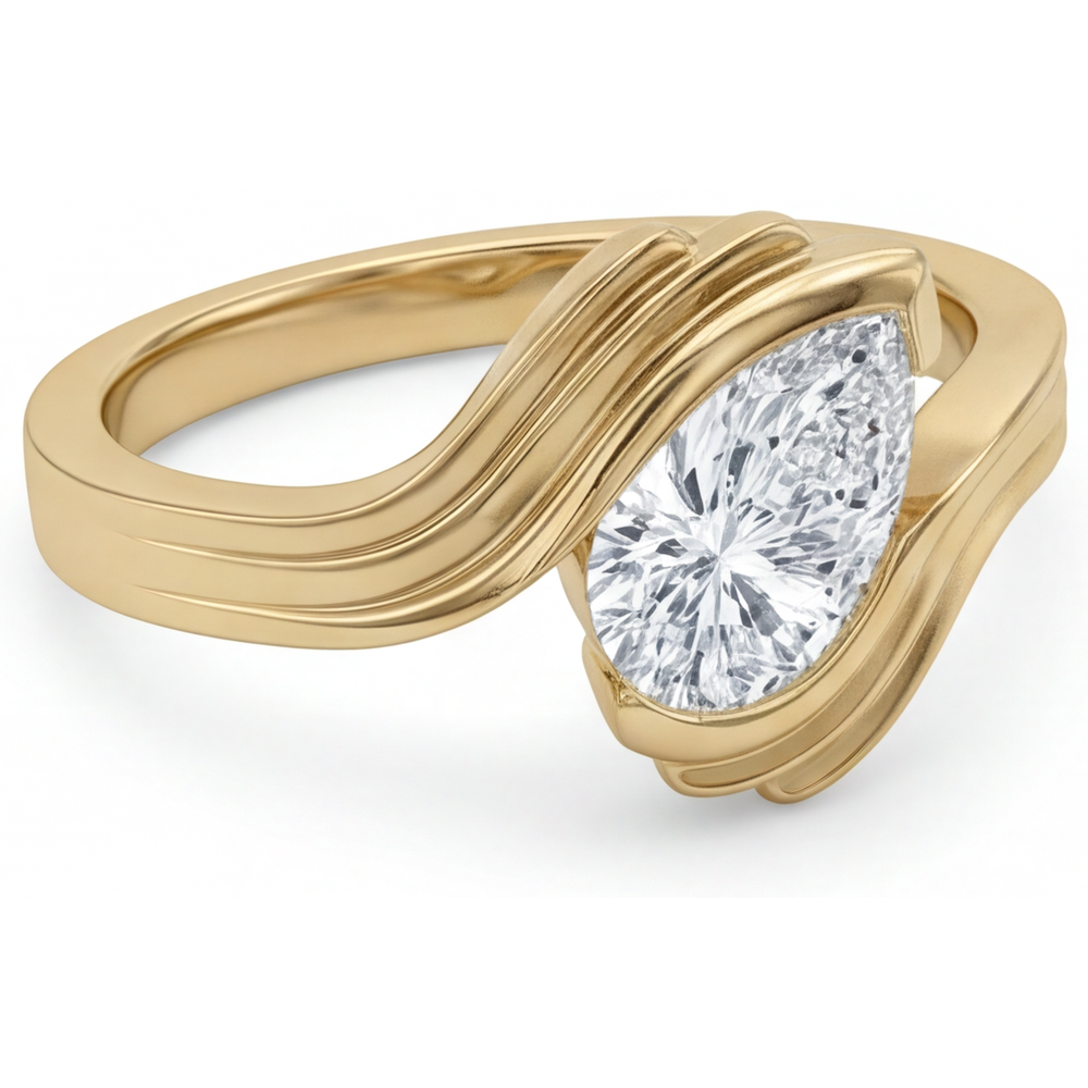 Diamant Solitär-Verlobungsring 1,50-Karat 14 Karat Gelbgold – Schrägansicht