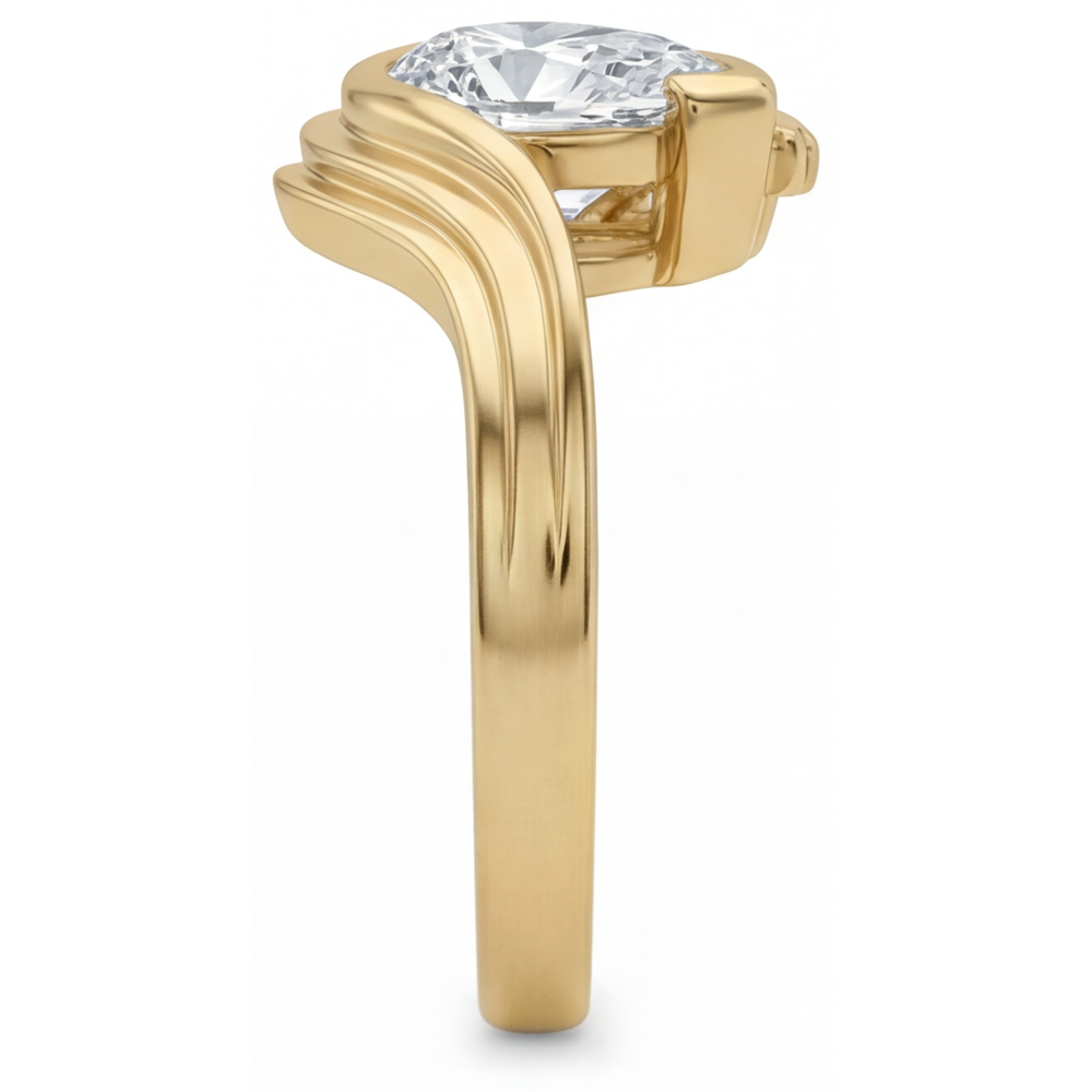 Solitär-Verlobungsring 14 Karat Gelbgold mit Diamant – Draufsicht