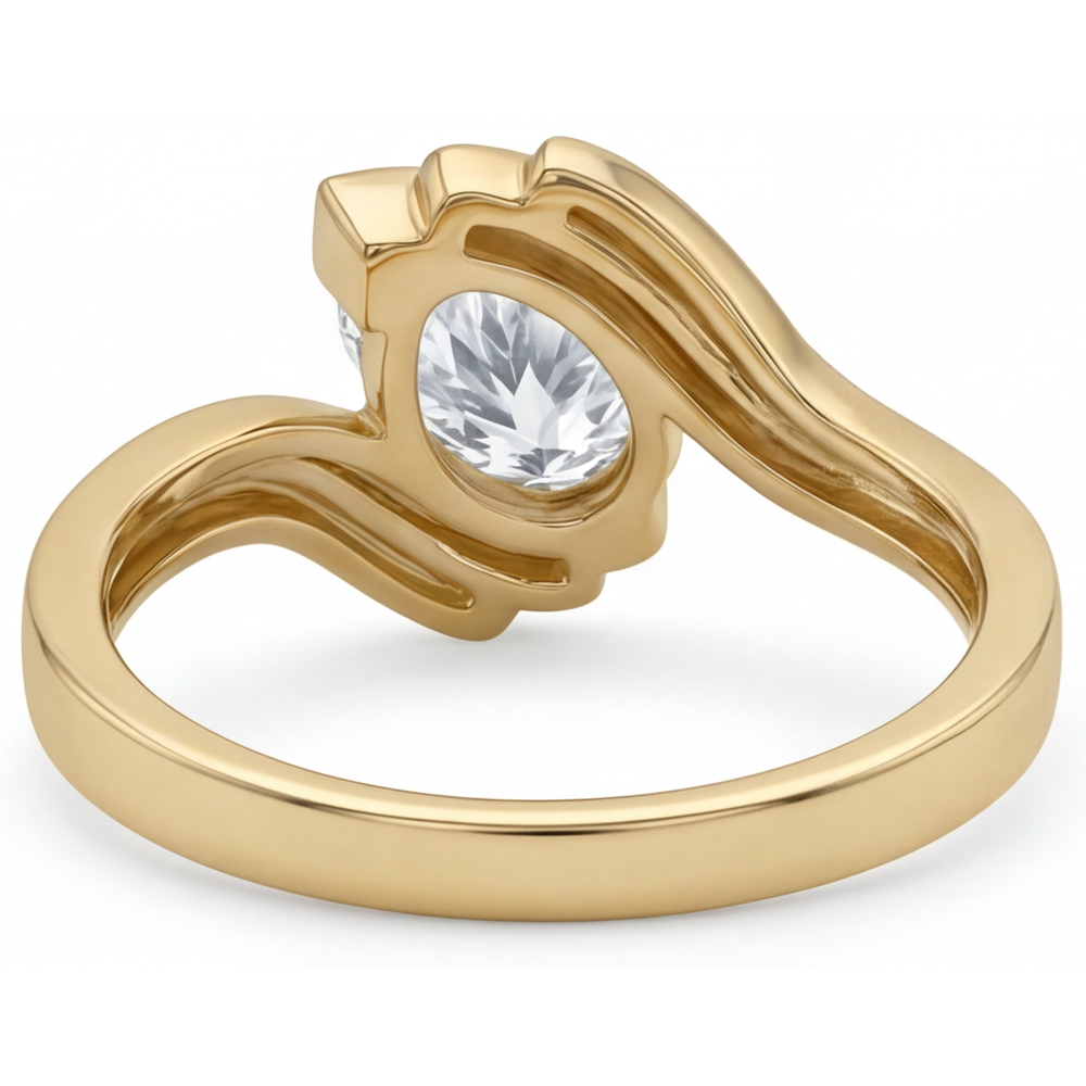 Solitär-Verlobungsring 14 Karat Gelbgold mit Diamant – Rückansicht