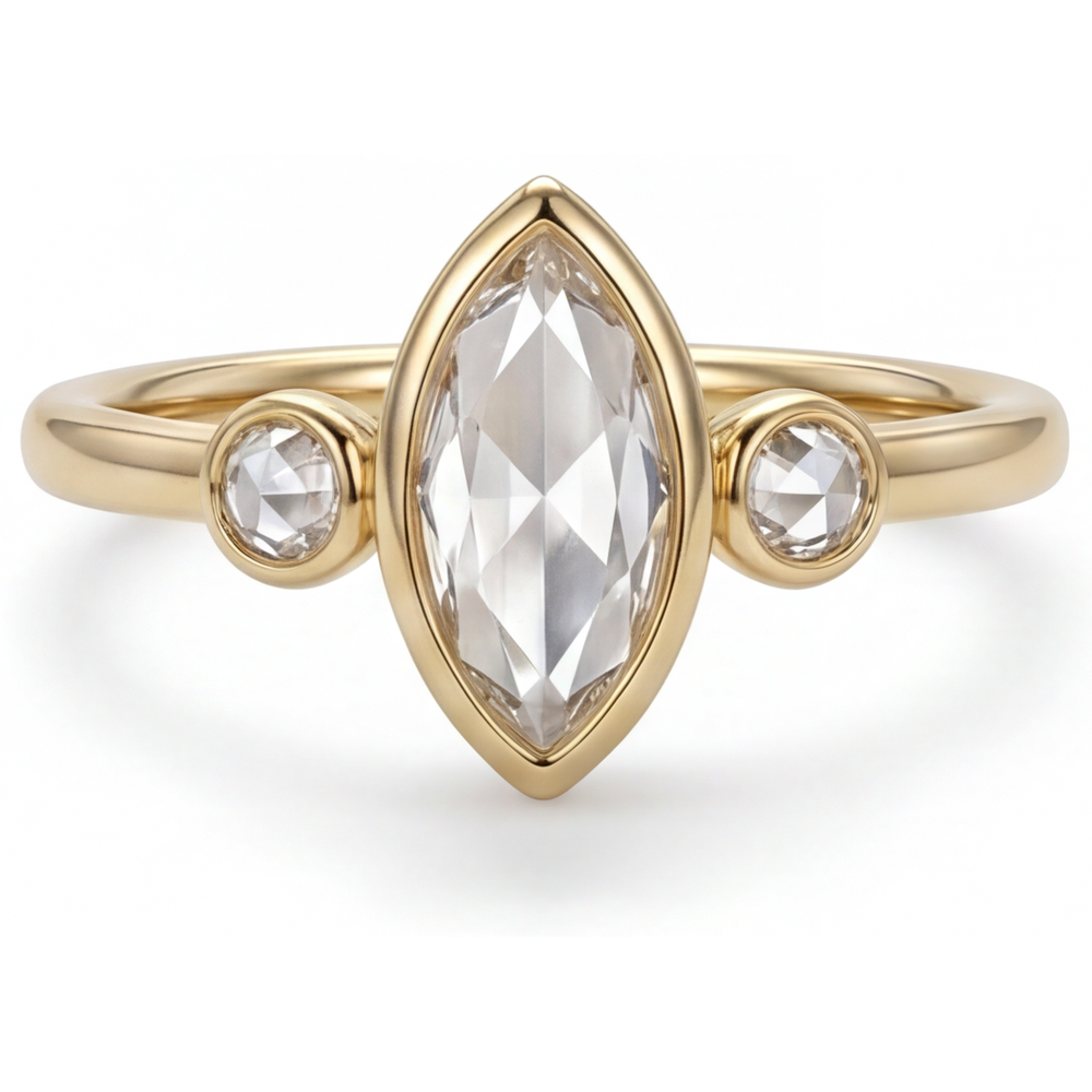 Natürlicher Diamant Trilogie-Ring – Hauptansicht