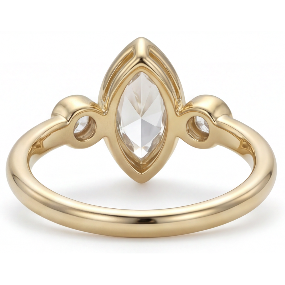 Marquise-Schliff Diamant Ring in 14K Gelbgold – Draufsicht