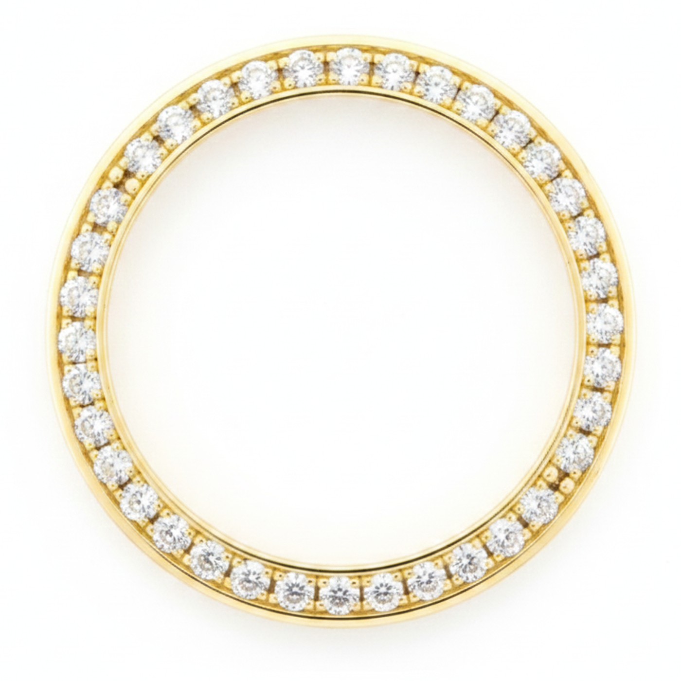 Diamant-Uhrenlünette 1 Karat 28 mm Passend für Rolex Datejust Echtes Natürliches 14 Karat Gelbgold Rundes Pavé