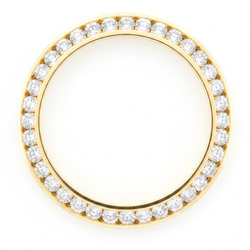 Diamant-Uhrenlünette 1 Karat 28 mm passend für Rolex Datejust, natürliches 14 Karat Gelbgold, runde Kanalfassung