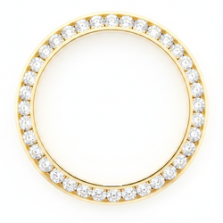 Diamant-Uhrenlünette 2,5 Karat 28 mm passend für Rolex Datejust, echtes natürliches 14 Karat Gelbgold, rund