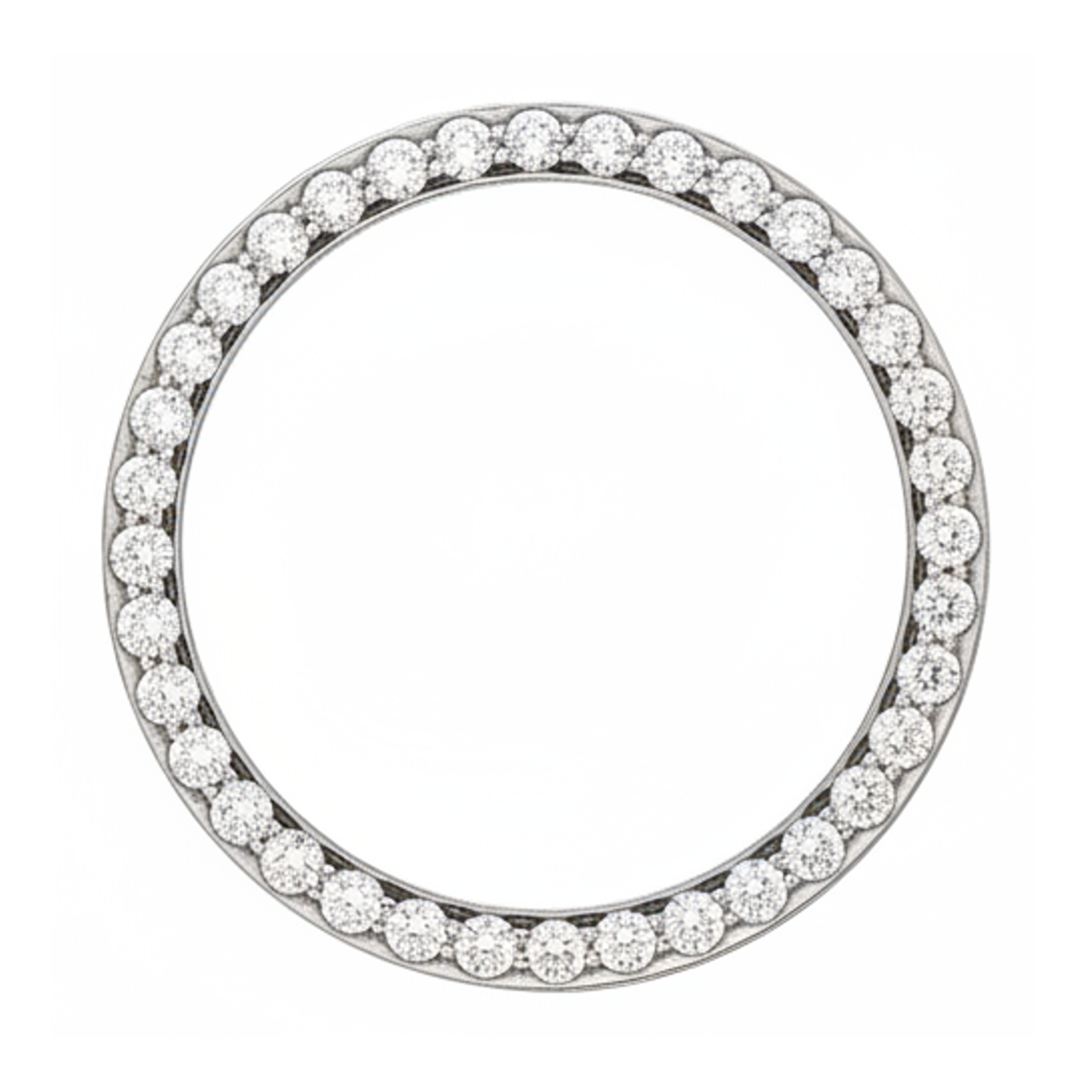 Diamant-Uhrenlünette 2 Karat 28 mm passend für Rolex Datejust, natürliches 14K Weißgold, rund, Pavé