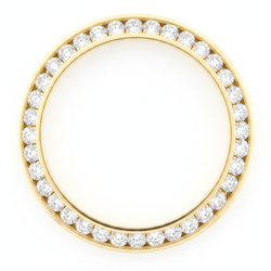 Diamant-Uhrenlünette 2 Karat 28 mm Passend für Rolex Datejust Echtes 14 Karat Gelbgold Rund Kanalfassung