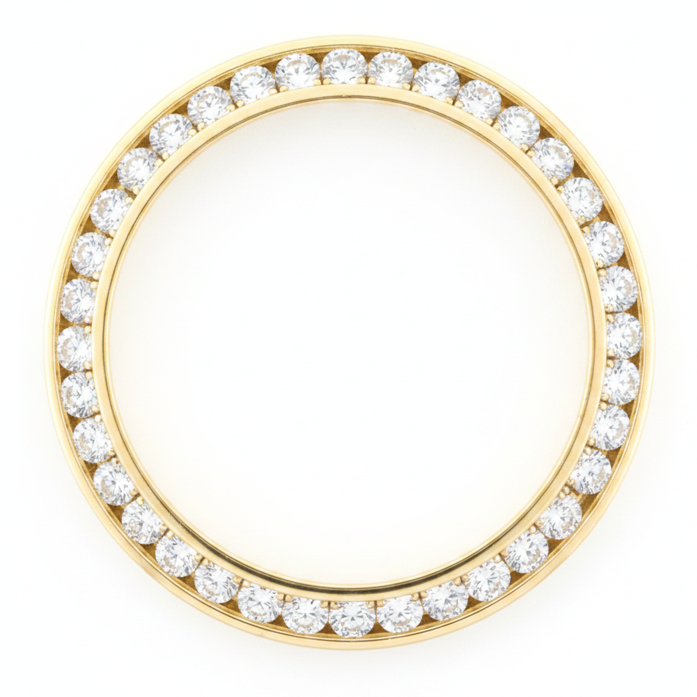 Diamant-Uhrenlünette 2 Karat 28 mm Passend für Rolex Datejust Echtes 14 Karat Gelbgold Rund Kanalfassung