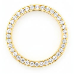Diamant-Uhrenlünette 2 Karat 28 mm passend für Rolex Datejust aus echtem 14 Karat Gelbgold, rundes Pavé