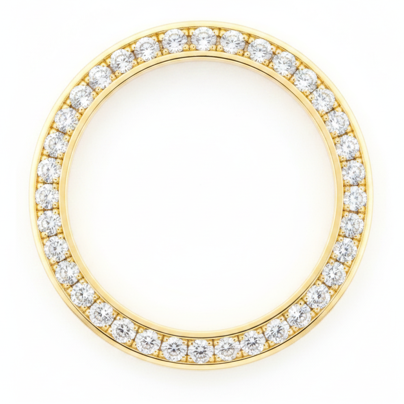 Diamant-Uhrenlünette 2 Karat 28 mm passend für Rolex Datejust aus echtem 14 Karat Gelbgold, rundes Pavé