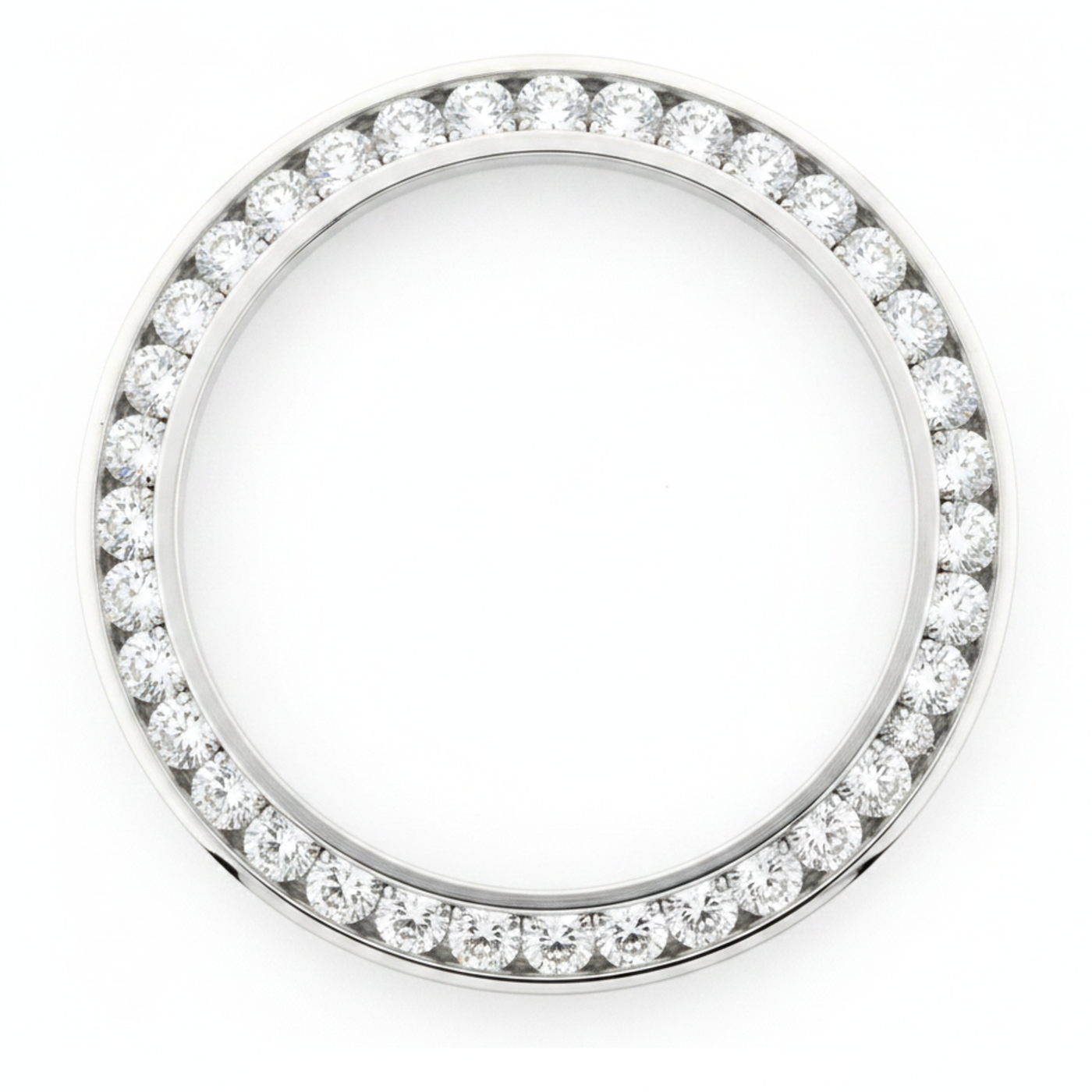 Diamant-Uhrenlünette 2 Karat 28 mm passend für Rolex Datejust Echter Edelstahl Runde Kanalfassung