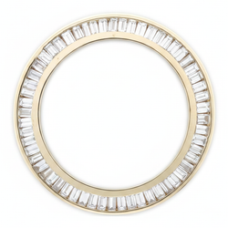 Zweireihige Baguette-Diamant-Lünette 2,5 Karat 28 mm passend für Rolex Datejust aus natürlichem 14 Karat Gelbgold