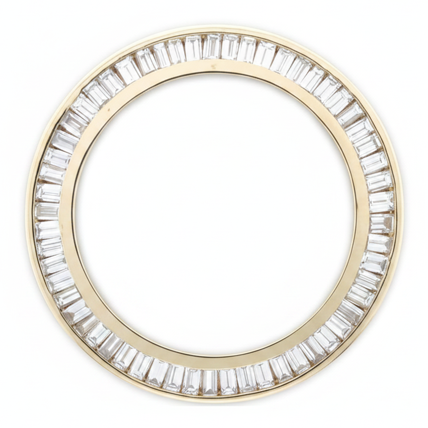 Zweireihige Baguette-Diamant-Lünette 2,5 Karat 28 mm passend für Rolex Datejust aus natürlichem 14 Karat Gelbgold