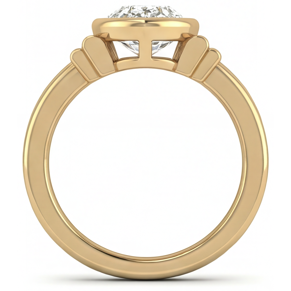 Naturreiner Edler Diamant Drei-Stein-Ring – Draufsicht