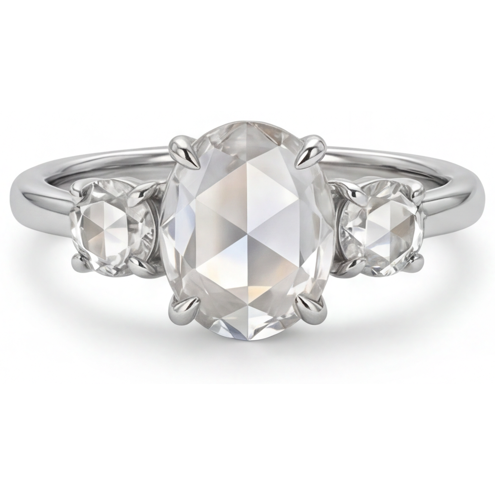Oval-Schliff Edler Diamant Ring in 14K Weißgold – Hauptansicht