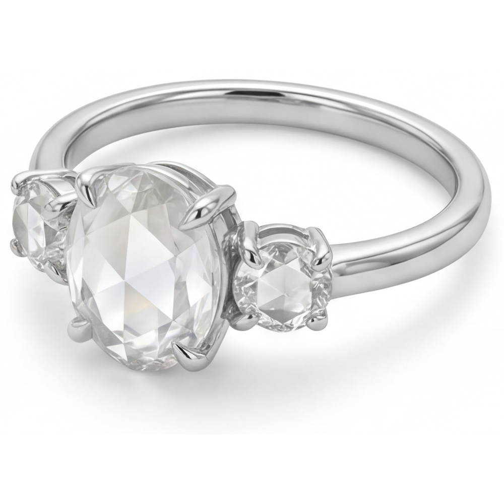 Authentischer Edler Diamant Dreisteinring 2,75 Karat 14K Weißgold – Seitenansicht
