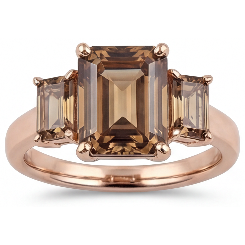 Edler Diamant Dreisteinring 3,50-Karat 14 Karat Roségold – Hauptansicht