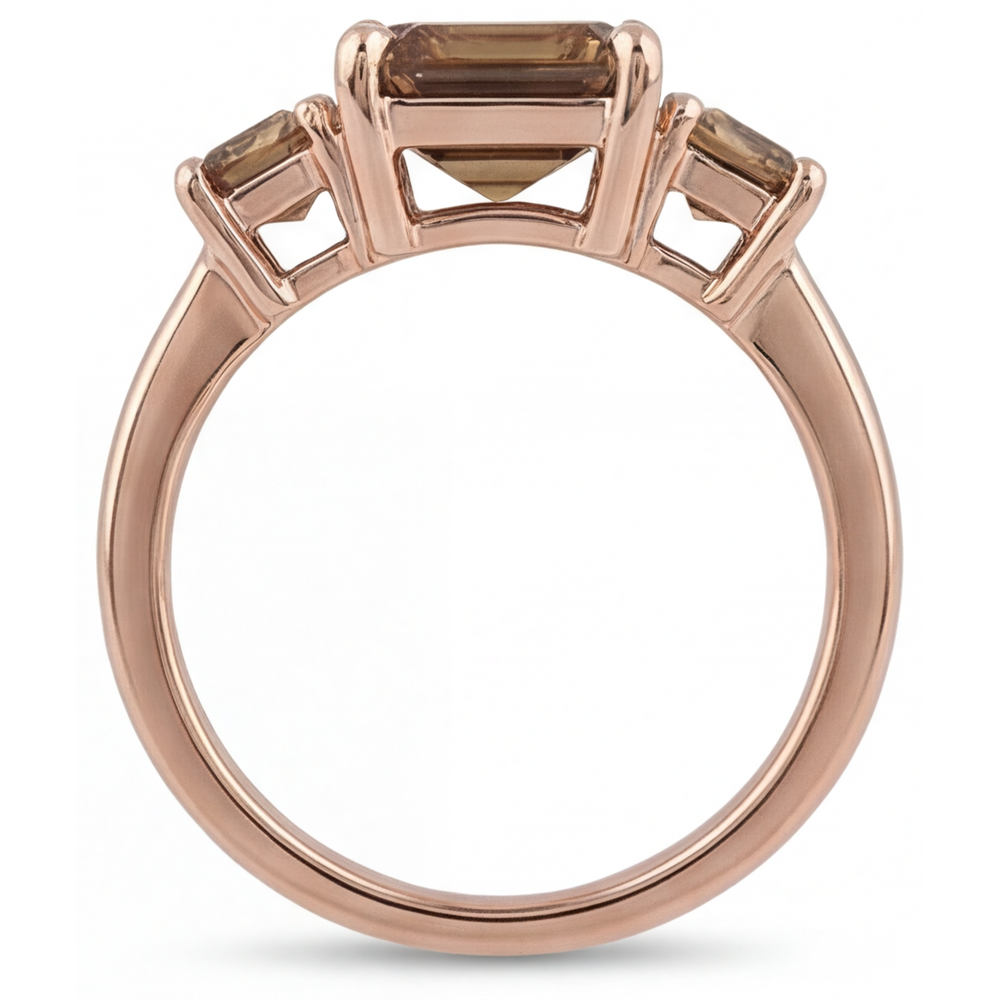 Authentischer Edler Diamant Dreisteinring – Seitenansicht