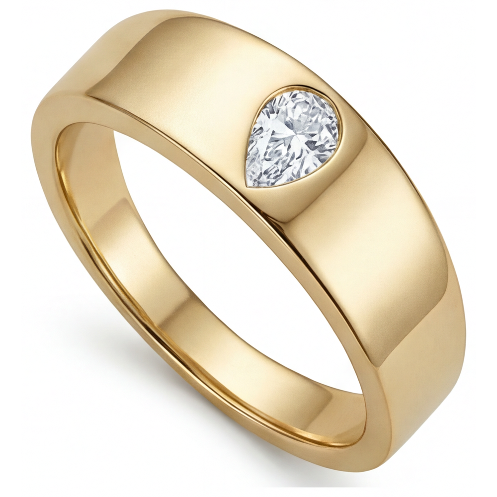 Naturreiner Edler Diamant Einzelstein-Ring – Frontansicht