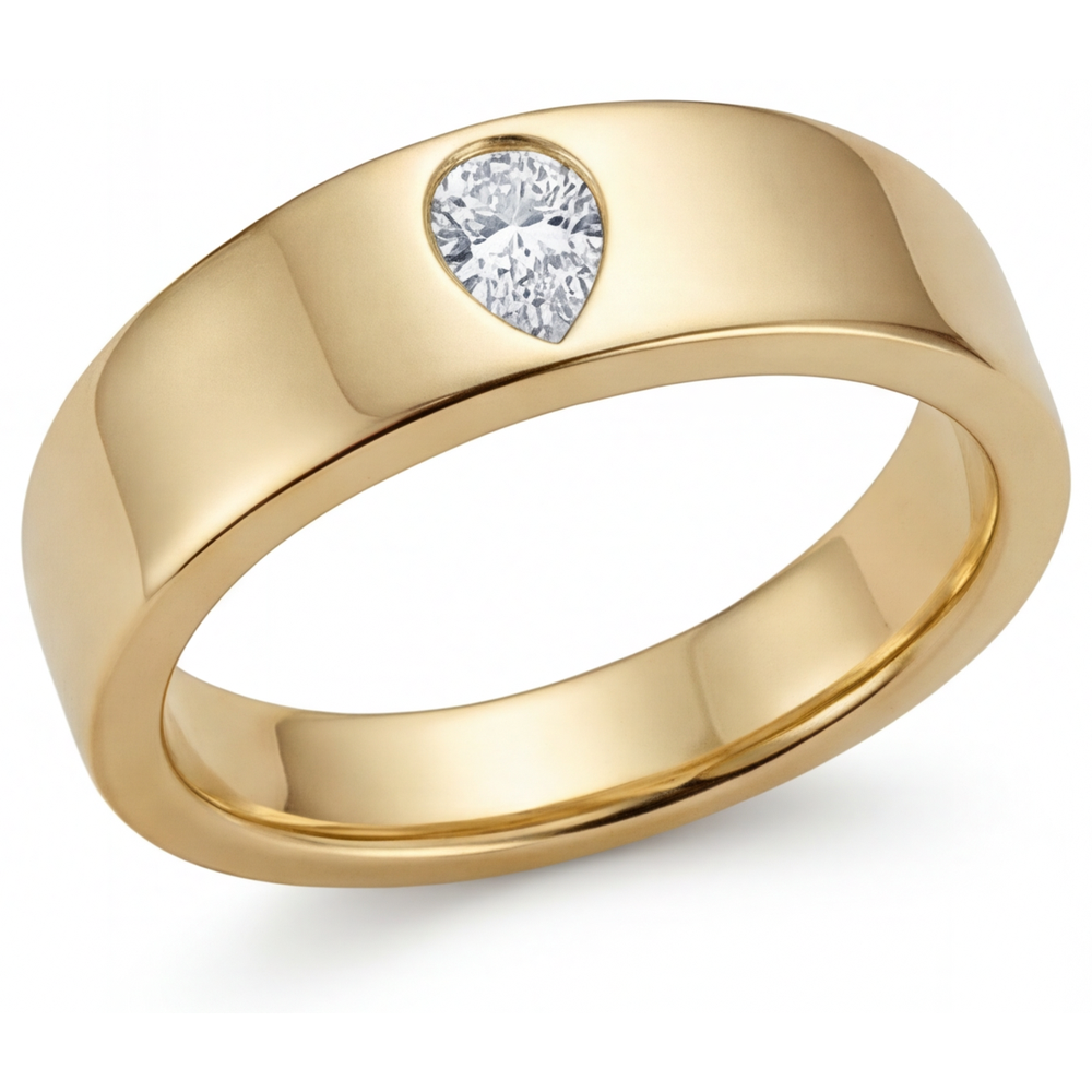Naturreiner Edler Diamant Einzelstein-Ring – Schrägansicht