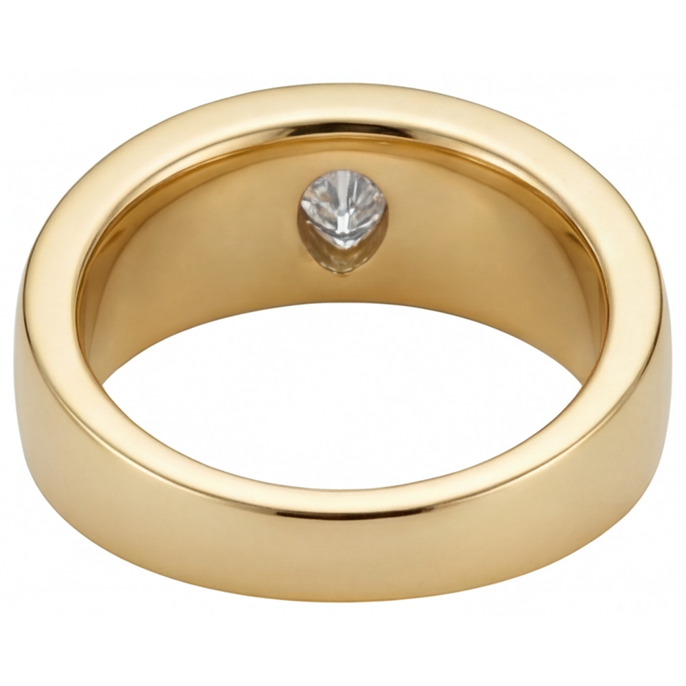 Naturreiner Edler Diamant Einzelstein-Ring 0,75 Karat 14K Gelbgold – Profilansicht